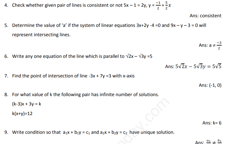 Cbse Class 10 Mathematics Linear Equations Assignment Set F 4900